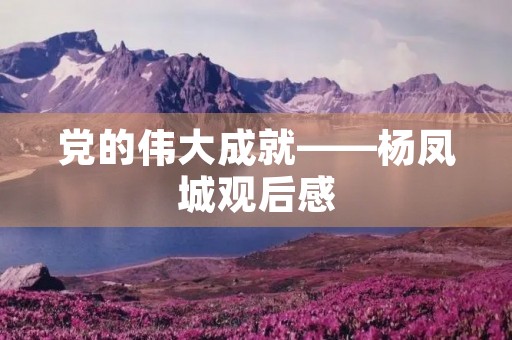 党的伟大成就——杨凤城观后感