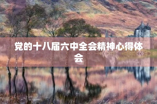 党的十八届六中全会精神心得体会 党的十八届六中全会精神心得体会