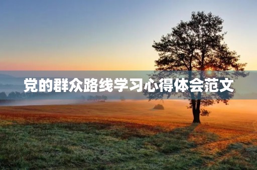 党的群众路线学习心得体会范文