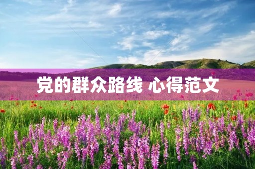党的群众路线 心得范文