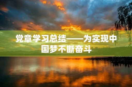 党章学习总结——为实现中国梦不断奋斗