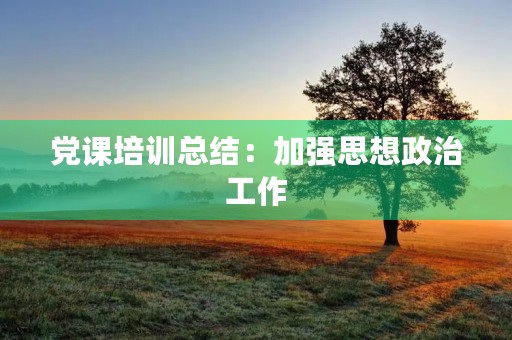 党课培训总结：加强思想政治工作，推进全面从严治党