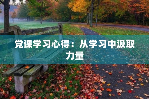 党课学习心得:从学习中汲取力量,为实现中国梦贡献力量