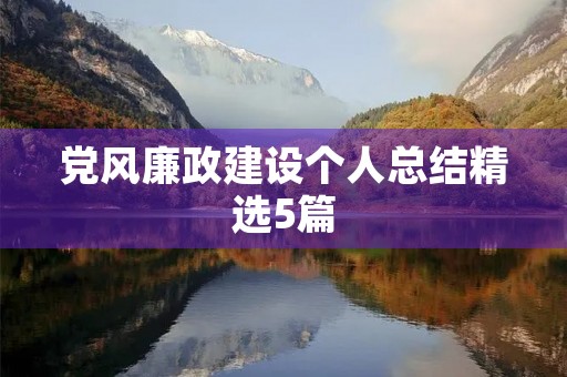 党风廉政建设个人总结精选5篇