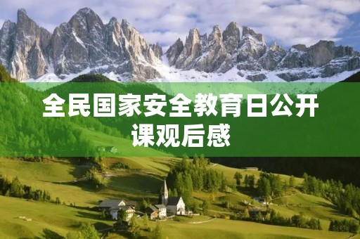 全民国家安全教育日公开课观后感