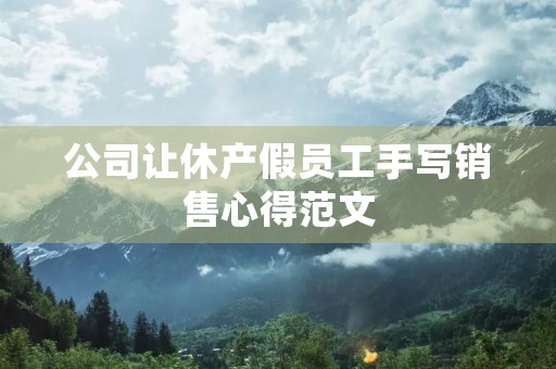 公司让休产假员工手写销售心得范文