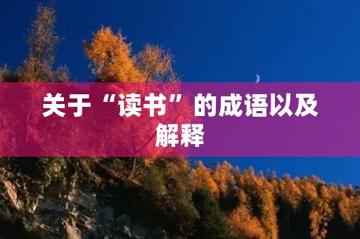 关于“读书”的成语以及解释 关于“读书”的成语以及解释