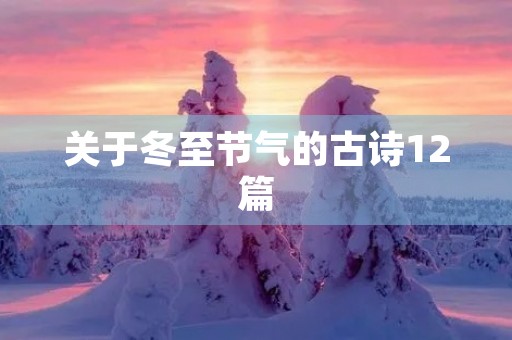 关于冬至节气的古诗12篇 关于冬至节气的古诗12篇