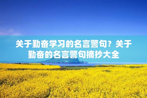 关于勤奋学习的名言警句?关于勤奋的名言警句摘抄大全 关于勤奋学习的名言警句?关于勤奋的名言警句摘抄大全