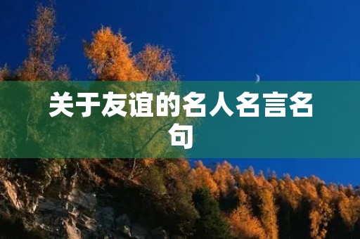 关于友谊的名人名言名句，关于友谊的名人名言名句有哪些
