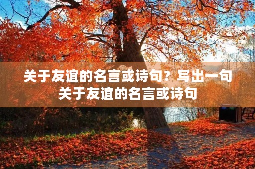 关于友谊的名言或诗句?写出一句关于友谊的名言或诗句 关于友谊的名言或诗句?写出一句关于友谊的名言或诗句