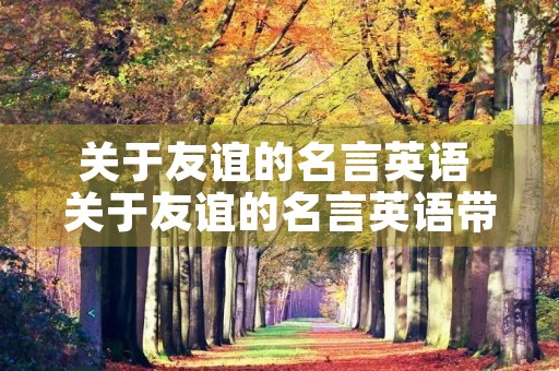 关于友谊的名言英语 关于友谊的名言英语带翻译