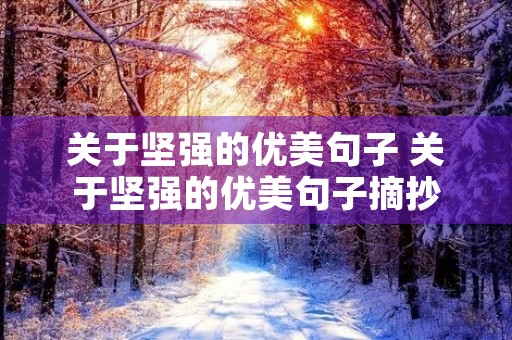 关于坚强的优美句子 关于坚强的优美句子摘抄 关于坚强的优美句子 关于坚强的优美句子摘抄