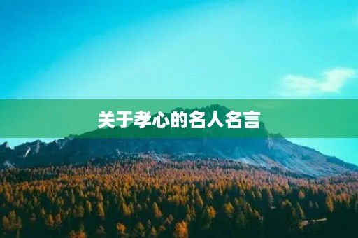 关于孝心的名人名言(关于孝心的名人名言或诗句)