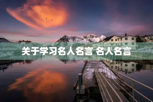 关于学习名人名言 名人名言