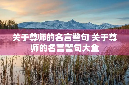 关于尊师的名言警句 关于尊师的名言警句大全
