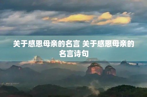 关于感恩母亲的名言 关于感恩母亲的名言诗句