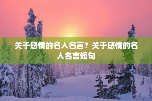 关于感情的名人名言?关于感情的名人名言短句 关于感情的名人名言?关于感情的名人名言短句