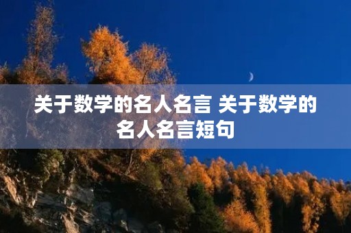 关于数学的名人名言 关于数学的名人名言短句 关于数学的名人名言 关于数学的名人名言短句