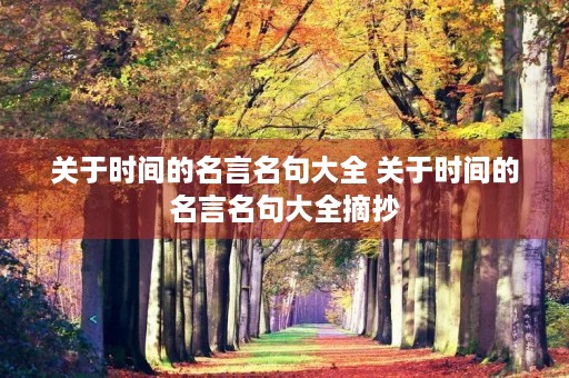 关于时间的名言名句大全 关于时间的名言名句大全摘抄