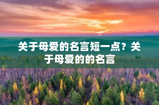 关于母爱的名言短一点?关于母爱的的名言(短) 关于母爱的名言短一点?关于母爱的的名言(短)