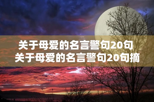 关于母爱的名言警句20句 关于母爱的名言警句20句摘抄 关于母爱的名言警句20句 关于母爱的名言警句20句摘抄