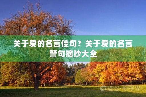 关于爱的名言佳句？关于爱的名言警句摘抄大全