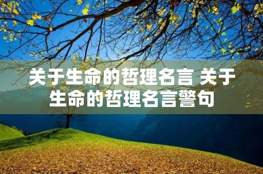 关于生命的哲理名言 关于生命的哲理名言警句 关于生命的哲理名言 关于生命的哲理名言警句