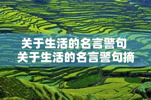 关于生活的名言警句 关于生活的名言警句摘抄大全