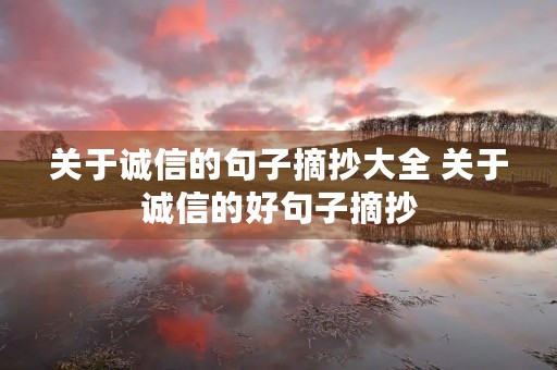 关于诚信的句子摘抄大全 关于诚信的好句子摘抄