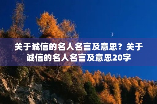 关于诚信的名人名言及意思？关于诚信的名人名言及意思20字