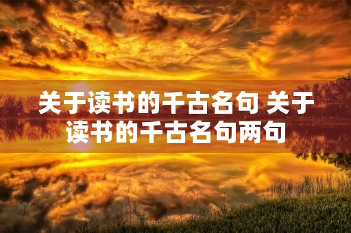 关于读书的千古名句 关于读书的千古名句两句