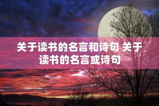 关于读书的名言和诗句 关于读书的名言或诗句