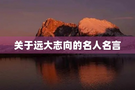 关于远大志向的名人名言,关于远大志向的名人名言有哪些 关于远大志向的名人名言,关于远大志向的名人名言有哪些