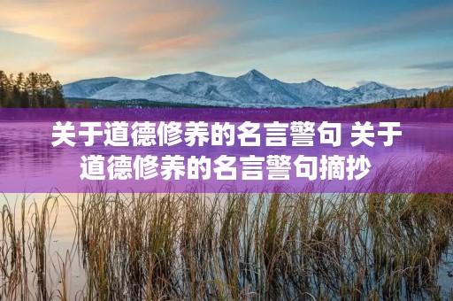 关于道德修养的名言警句 关于道德修养的名言警句摘抄