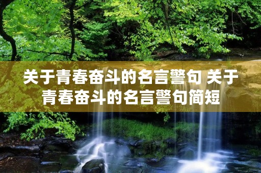 关于青春奋斗的名言警句 关于青春奋斗的名言警句简短