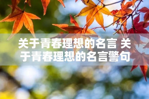关于青春理想的名言 关于青春理想的名言警句 关于青春理想的名言 关于青春理想的名言警句