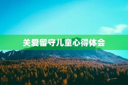 关爱留守儿童心得体会 关爱留守儿童心得体会