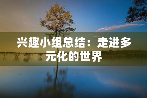 兴趣小组总结:走进多元化的世界