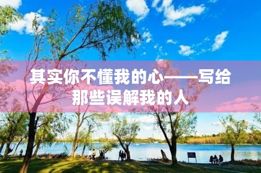 其实你不懂我的心——写给那些误解我的人