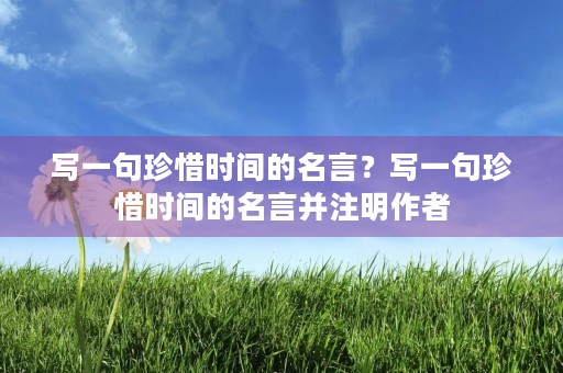 写一句珍惜时间的名言？写一句珍惜时间的名言并注明作者