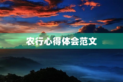 农行心得体会范文
