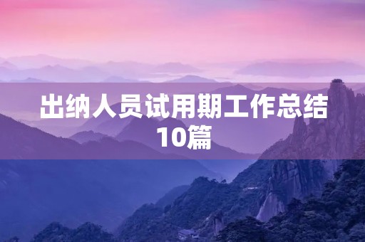 出纳人员试用期工作总结10篇