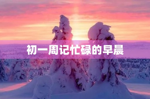 初一周记忙碌的早晨 初一周记忙碌的早晨