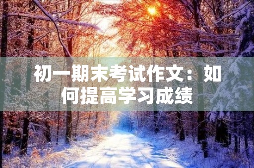 初一期末考试作文：如何提高学习成绩