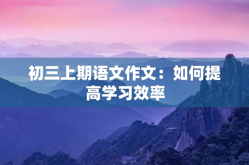 初三上期语文作文：如何提高学习效率