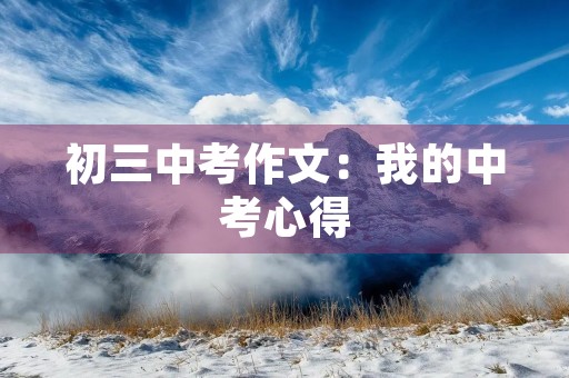 初三中考作文：我的中考心得