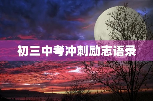 初三中考冲刺励志语录 初三中考冲刺励志语录