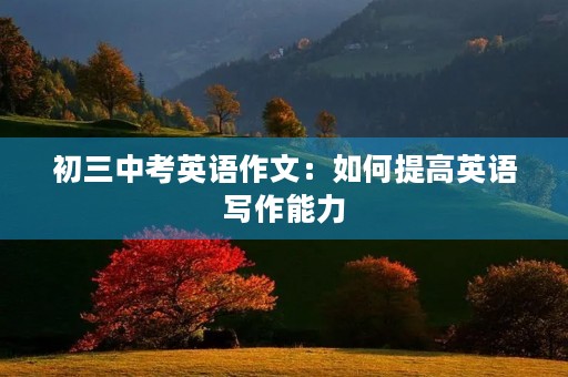 初三中考英语作文:如何提高英语写作能力 初三中考英语作文:如何提高英语写作能力