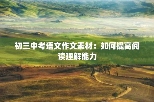 初三中考语文作文素材：如何提高阅读理解能力